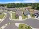 An aerial view showcases a neighborhood with neatly lined streets and well-maintained homes surrounded by lush greenery at 1 Parker Pond Ct, Durham, NC 27703