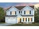 Charming two-story home featuring a white exterior, complemented by black shutters and a welcoming covered entryway at 1103 Freestone Rd, Durham, NC 27703