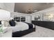Spacious main bedroom featuring a dark tray ceiling, contemporary decor, plush carpet, and abundant natural light at 1113 Freestone Rd, Durham, NC 27703