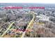 An aerial view showing the property's location relative to Elon University and the Town of Elon at 2 Poplar Ave, Elon, NC 27244