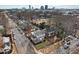 An aerial view highlights this property's location, the home's architecture, and surrounding neighborhood at 201 W Trinity Ave, Durham, NC 27701