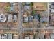 An aerial view highlights the neighborhood and this home's location near a park and other homes at 201 W Trinity Ave, Durham, NC 27701