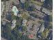 Aerial view of community featuring numbered buildings, parking, a pool, and Oak Tree Drive at 203 Oak Tree Dr, Chapel Hill, NC 27517