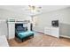 Bedroom with a bunk bed featuring a desk and drawers with carpet flooring and a ceiling fan at 238 Ashpole Trail Trl, Clayton, NC 27520