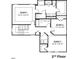 2nd floor plan featuring bedrooms 1-3 and 2 full baths; also includes a linen closet and stairwell at 7568 Percussion Dr, Apex, NC 27539