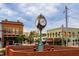 Town square with clock tower, buildings, and patriotic American flag flying high at 9173 Dupree Meadow Ct # 25, Angier, NC 27501