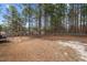 A home's backyard with a chain-link fence, trees, and access to a small brick outdoor patio at 92 Papoose Trl, Lillington, NC 27546