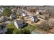 Aerial view of the neighborhood showcasing well-maintained lawns and landscaped yards at 101 Cambridge Way, Oxford, NC 27565