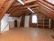 Unfinished attic space with exposed wooden beams, offering potential for customization and expansion at 101 Hedwig Ct, Cary, NC 27518