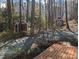 View of two red outbuildings on a gravel path in the woods at 1269 Manns Chapel Rd, Pittsboro, NC 27312