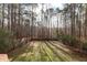 Large backyard surrounded by tall trees provides plenty of privacy at 202 River Hills Dr, Clayton, NC 27527