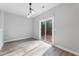 Dining area with sliding glass doors to the deck at 202 River Hills Dr, Clayton, NC 27527