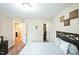 This bedroom features a bed, access to a bathroom, and closet at 3005 Domaine Dr, Wake Forest, NC 27587