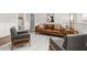 Comfortable living room with a modern rug, stylish furniture, and tasteful decor at 49 Bonterra Way, Chapel Hill, NC 27516