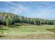 Picturesque view of the well-manicured golf course with mature trees and blue sky at 601 Golfers Vw, Pittsboro, NC 27312