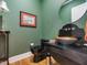 Stylish powder room with a black toilet and granite sink with a vessel bowl at 601 Golfers Vw, Pittsboro, NC 27312