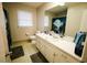 Bathroom featuring a vanity, a mirror, and a shower with a nature-themed curtain at 10166 Buffalo Rd, Clayton, NC 27527