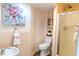 Cozy bathroom with modern fixtures, patterned tile flooring, vanity, and glass shower at 2513 Boothbay Ct, Raleigh, NC 27613