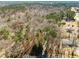 Expansive aerial view of a home nestled amongst mature trees with surrounding neighborhood at 3217 Stoneyford Ct, Raleigh, NC 27603