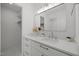 Bathroom with modern features, including white quartz countertops and a large vanity at 3217 Stoneyford Ct, Raleigh, NC 27603