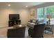 Comfortable living room with plush seating and natural light from large windows overlooking the surrounding nature at 349 Tristen Ln, Henderson, NC 27537
