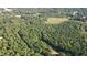 The aerial view features dense woodland surrounding a grassy meadow, promising natural beauty and privacy at 4030 Granite Ridge Trl, Raleigh, NC 27616