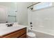 Bathroom showcasing a vanity sink with a cabinet, toilet, bathtub, and a shower at 70 Breadnut Dr, Smithfield, NC 27577