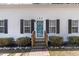 Charming home featuring a welcoming blue door and well-maintained landscaping for enhanced curb appeal at 166 Creek Dr, Louisburg, NC 27549