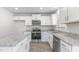 Well-equipped kitchen featuring granite countertops, white cabinets and stainless steel appliances at 215 Leven Dr, Gibsonville, NC 27249