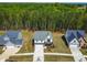 A new construction home in a wooded neighborhood with a gray roof and two car garage at 240 Sutherland Dr, Franklinton, NC 27525