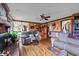 Open concept living room featuring a fireplace and views to other spaces at 3405 Wilsons Mills Rd, Smithfield, NC 27577