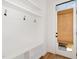 Functional mudroom with built-in storage and direct access to the outside at 727A Peyton Ave, Durham, NC 27703