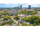 Aerial view of the city skyline and neighborhood with lush trees on a sunny day at 101 N Bloodworth St, Raleigh, NC 27601