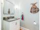 Bathroom featuring a grey quartz countertop, a vanity and modern fixtures at 101 N Bloodworth St, Raleigh, NC 27601