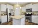 Modern kitchen features white cabinetry, stainless steel appliances, and a granite-topped island at 1033 Leatherstone Ln, Fuquay Varina, NC 27526