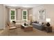 Comfortable living room with modern sofas, chairs, a wooden coffee table, and natural light at 1035 Zelkova Lane Ln, Chapel Hill, NC 27517