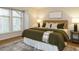 Inviting main bedroom with a large window, area rug, and a comfortable bed at 1210 Westview Ln # 201, Raleigh, NC 27605
