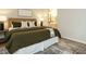 Comfortable main bedroom with soft lighting, a patterned rug, and stylish decor at 1210 Westview Ln # 201, Raleigh, NC 27605