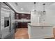 Stylish kitchen featuring stainless appliances, granite counters, wooden cabinets, and central island at 222 Glenwood Ave # 608, Raleigh, NC 27603