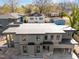 Aerial view of the modern house and surrounding neighborhood at 2305 Turners Aly, Raleigh, NC 27607