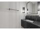 Stylish powder room with unique black marble sink and modern fixtures at 2305 Turners Aly, Raleigh, NC 27607
