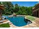 Inviting pool features beautiful stone accents and an adjacent lawn, creating a private retreat at 2421 Acanthus Dr, Wake Forest, NC 27587