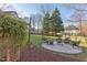 Private backyard with patio, firepit, mature trees and wooden fencing at 3109 Doe Hill Ct, Raleigh, NC 27612