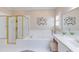 This bathroom features a soaking tub, shower, and white counters at 3109 Doe Hill Ct, Raleigh, NC 27612