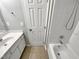This bathroom has an integrated sink and a shower-tub combination at 4804 Red Coat Ct, Raleigh, NC 27616