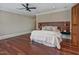 Spacious primary bedroom with hardwood floors and recessed lighting at 805 Greenwood Rd, Chapel Hill, NC 27514