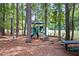 Community playground near pond, surrounded by mature trees, offering a fun and safe play area at 1106 Bellenden Dr, Durham, NC 27713