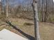 A wooded backyard view from the back deck adds privacy and a nature setting at 1961 Indianwood Ct, Raleigh, NC 27604