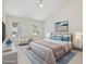 Staged bedroom with vaulted ceilings, a comfortable king-sized bed, and tasteful decor at 1961 Indianwood Ct, Raleigh, NC 27604