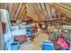 Spacious attic features wooden beams, insulation and plenty of room for storage at 204 Dartmoor Ln, Raleigh, NC 27614